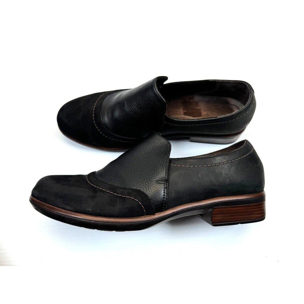 Naot Angin‎ Slip-on Loafer Women 39 US 8-8.5 Leather Seude Comfort Flats Black